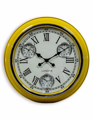 Loft Collection Yellow White Face "London" Wall Clock