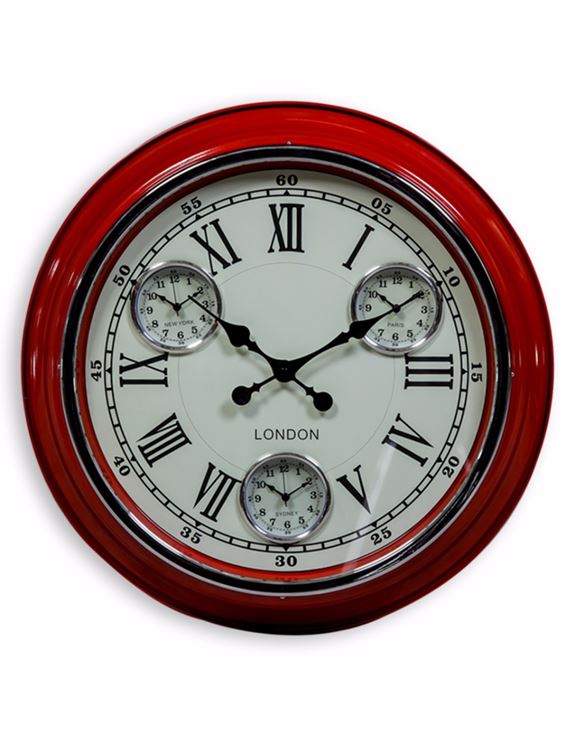 Loft Collection Red White Face "London" Wall Clock