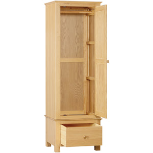 Moreton Oak Single Wardrobe with Drawer | A Touch of Furniture