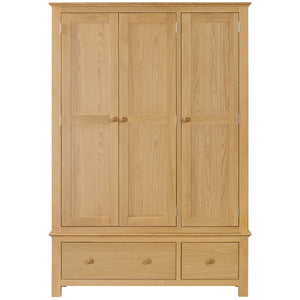 Moreton Oak Triple Wardrobe with 2 Drawers | A Touch of Furniture