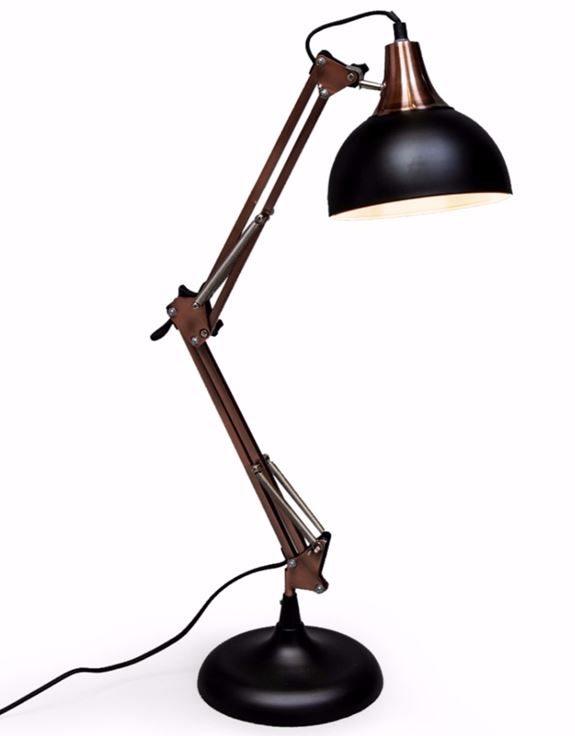 Loft Collection Matt Black/Copper Traditional Desk Lamp