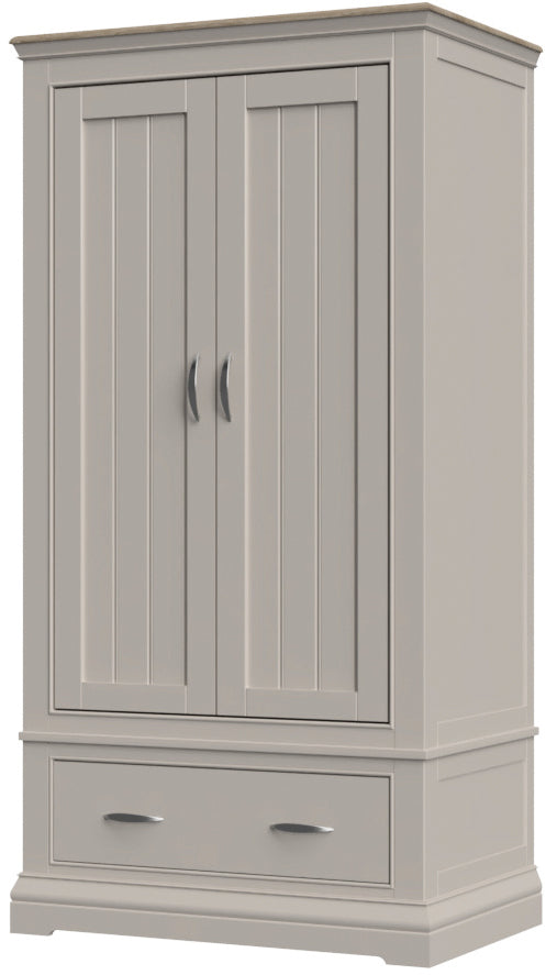 Cobble Painted Double Wardrobe with Drawer