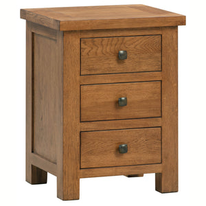 Bicester Rustic Oak 3 Drawer Bedside Table | A Touch of Furniture Oxfordshire