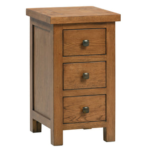 Bicester Rustic Oak Compact 3 Drawer Bedside | A Touch of Furniture