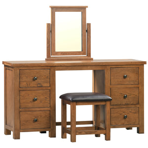 Bicester Rustic Oak Double Pedestal Dressing Table with Stool | A Touch of Furniture Oxfordshire