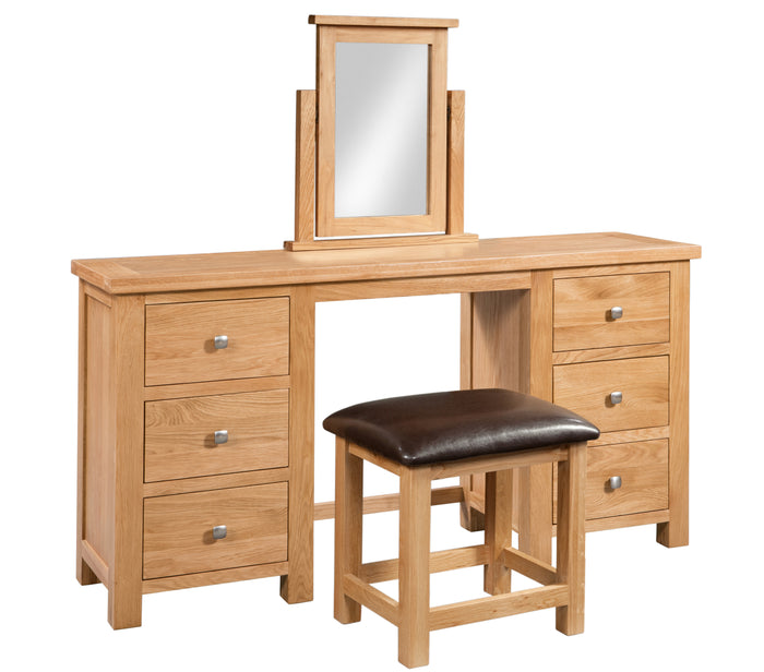 Bicester Oak Double Pedestal Dressing Table with Stool