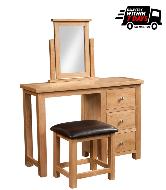 Bicester Oak Single Pedestal Dressing Table with Stool