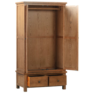 Bicester Rustic Oak Gents Wardrobe with 2 Drawers | A Touch of Furniture