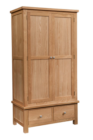 Bicester Oak Gents Wardrobe with 2 Drawers