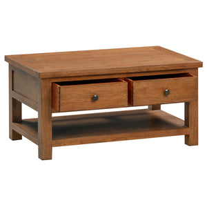 Bicester Rustic Oak Coffee Table with 2 Drawers | A Touch of Furniture