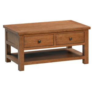 Bicester Rustic Oak Coffee Table with 2 Drawers | A Touch of Furniture