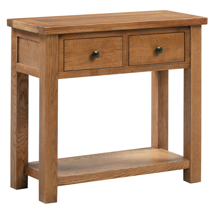 Bicester Rustic Oak 2 Drawer Console Table
