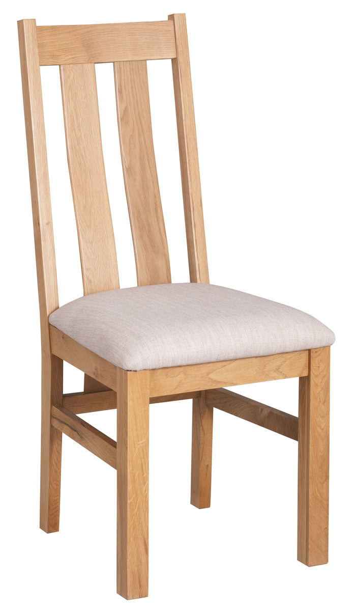 Bicester Oak Twin Slat Chair with Fabric Seat
