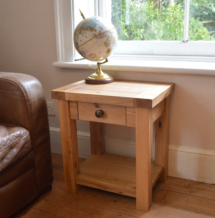 Wessex Oak Lamp Table with Drawer
