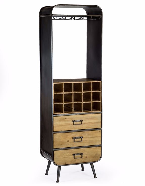 Loft Collection Camden Metal and Wooden Bar Cabinet