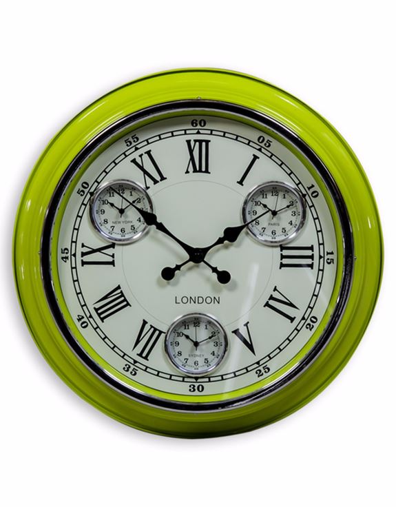 Loft Collection Lime Green White Face "London" Wall Clock
