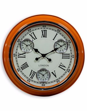 Loft Collection Orange White Face"London" Wall Clock