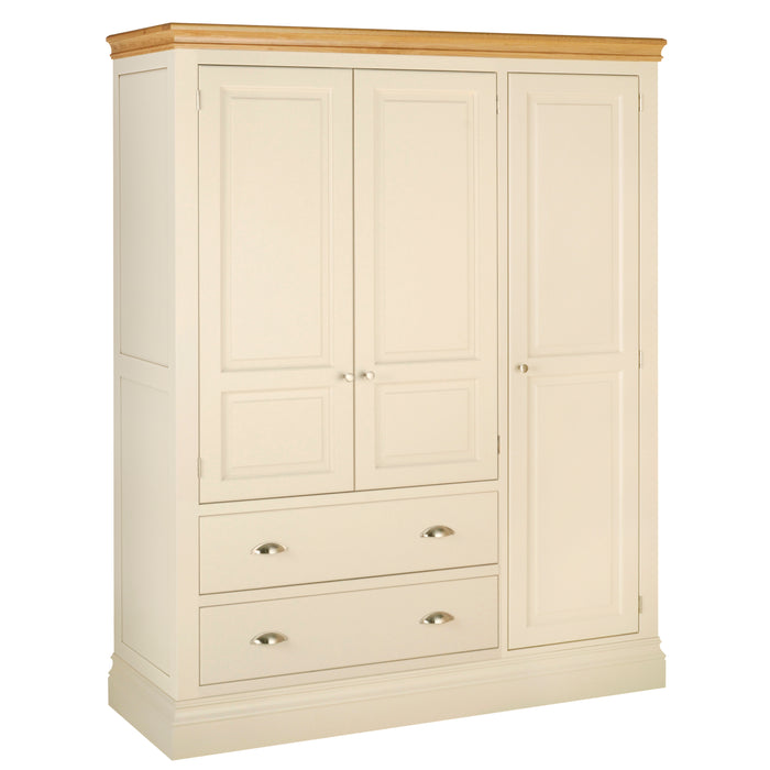Lundy Pine Painted Triple Wardrobe with 2 Drawers
