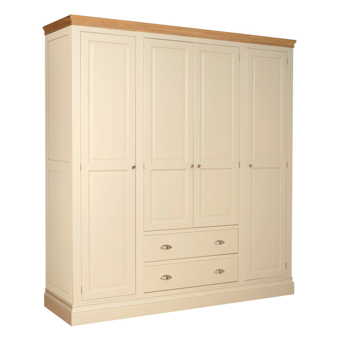 Lundy Pine Painted 4 Door Wardrobe with 2 Drawers
