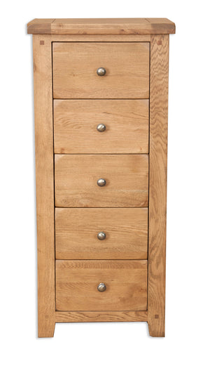 Melbourne Country Oak 5 Drawer Tall Chest | A Touch of Furniture