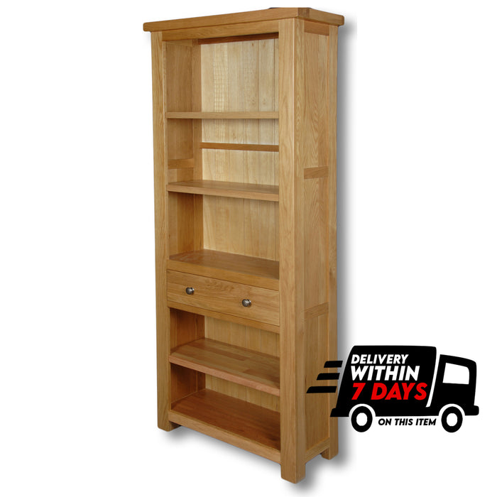 Woodstock Oak 6ft Bookcase with Drawer