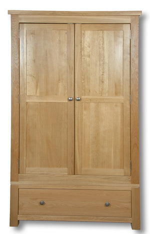 Manhattan Oak 2 Door 1 Drawer Double Wardrobe