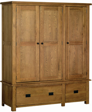 Rustic Oak Triple Wardrobe with Drawers | A Touch of Furniture Oxfordshire
