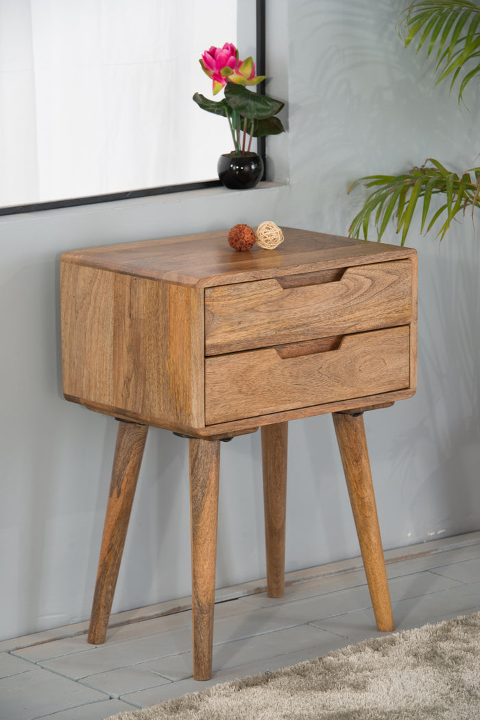 Surya Mango Side Table with Two Drawers