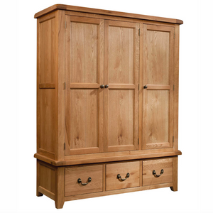 Somerset Oak Triple Wardrobe With 3 Drawers | A Touch of Furniture Oxfordshire