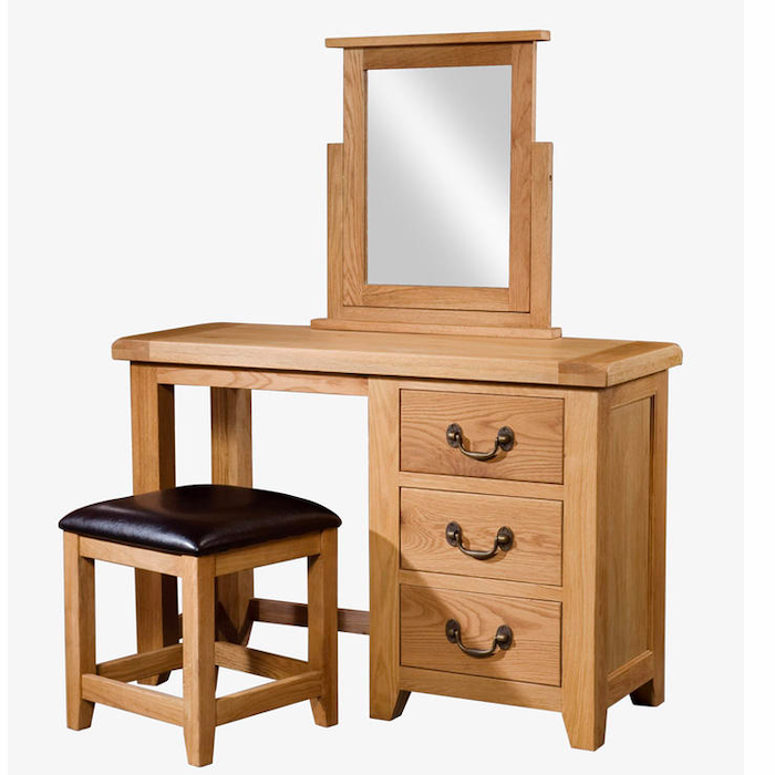 Somerset Oak Single Pedestal Dressing Table