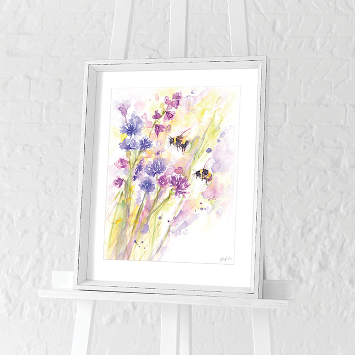 Bees & Wildflowers by Jennifer Rose | Framed Print